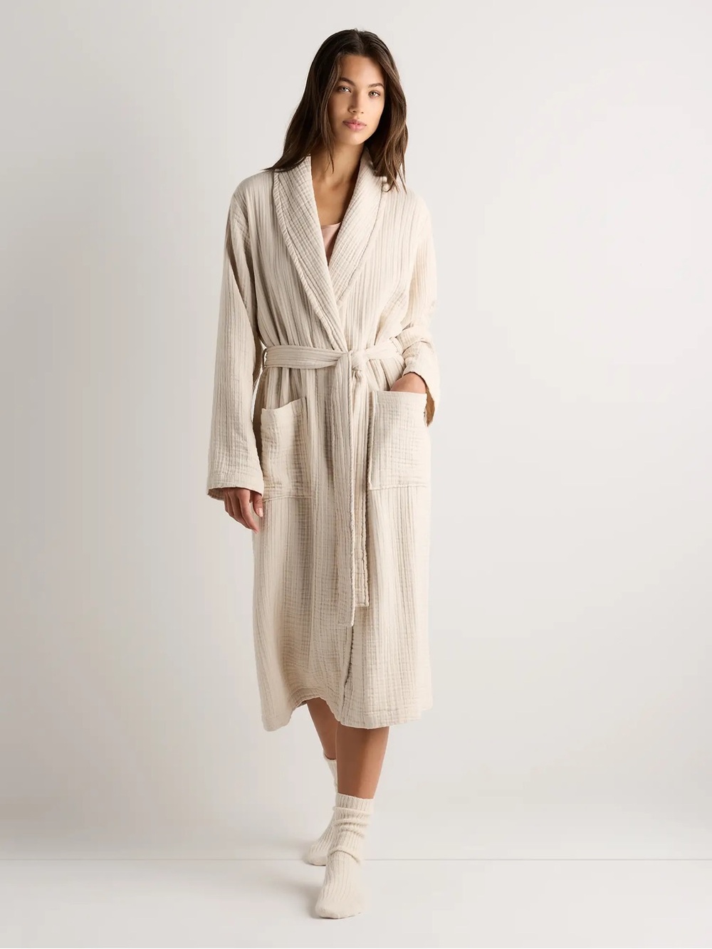 New Quince Soft Layered Turkish Cotton Robe XS $70 Birch